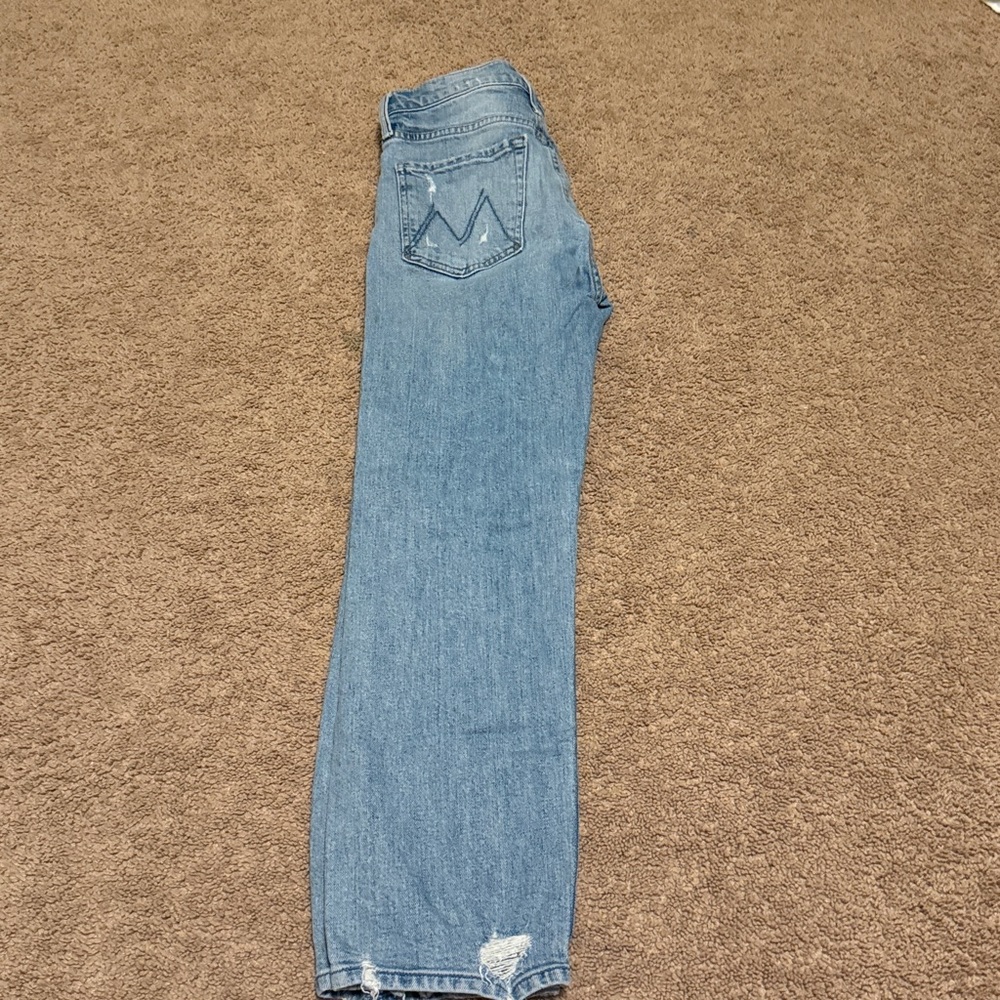 MOTHER The Tomcat Ripped Light Blue Jeans